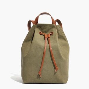 Madewell Canvas Somerset Drawstring Backpack - Olive Green Distant Surplus